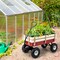 Garden Cart with Wood Railing and Pneumatic 2 Front Wheels Perfect for Grassland or Sand Land